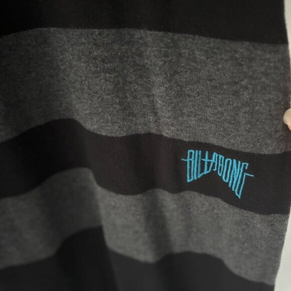 Billabong XL Crew Neck Pullover Sweater Black Blue Gray Striped Surfer Preppy - Picture 4 of 5